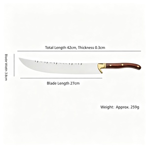 Sable de champán de 27 cm sin afilar, con borde Granton, mango de madera, guardacuchillas de latón, herramienta ceremonial para sabrage, para hostelería, eventos y catering. - Product Image 5