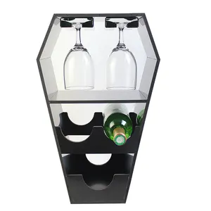 Nordic Eenvoudige Stijlvolle Zwarte Acryl Wijn Champagne Display Stand, Tafelblad Wijn Glazen Display Rack