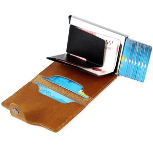 Portafoglio in Vera Pelle con Clip Portadenaro in Metallo Antifurto in Lega di Alluminio, Doppio Scomparto, Novità 2024 - Product Image 2