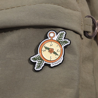 Rétro boussole dessin animé broches feuilles pointeur fleurs décorer broche sac à dos vêtements Badge métal accessoires bijoux cadeaux