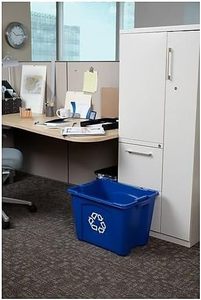 Contenedor/Caja de <span class=keywords><strong>Reciclaje</strong></span> Comercial, Apilable, de Tapa Abierta, 14 Galones, Resistente, Azul, <span class=keywords><strong>para</strong></span> Interiores/Exteriores/Garajes/Hogares/Comercios - Product Image 5