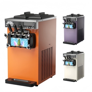 เครื่องทำไอศกรีมและโยเกิร์ต/นม XF แบบสามหัว ผลิตภาพสูง 220V ปลั๊กแบบ US รับประกัน 1 ปี พร้อมวิดีโอแนะนำการติดตั้ง - Product Image 1