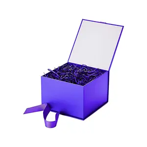 Personalizado cuadrado púrpura caja cosmética de taza de café de cerámica caja de cartón personalizado de papel taza de café de la caja de embalaje
