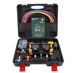 Universe Air Conditioning Refrigerant <b>Gauge</b> R134a Dual Pressure <b>Gauge</b> Set With Hoses And Valves For Car AC Maintenance - Product Image 1