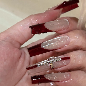 Faux ongles carrés esthétique Y2K <span class=keywords><strong>French</strong></span> Tip faits à la main <span class=keywords><strong>pour</strong></span> <span class=keywords><strong>manucure</strong></span> de fête - Product Image 2