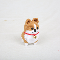 Porte-clés en crochet fait main super mignon motif chien Corgi, breloque pendentif pour sac, vente en gros
