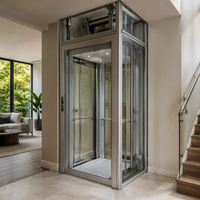 Ascenseur compact sans gaine carrée, sans fosse, pour 2 personnes, murs en verre rectangulaires, gain de place, ascenseur moderne pour maison