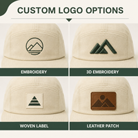 Casquette de camping personnalisée à cinq panneaux en toile de coton, style streetwear, avec patch brodé et fermeture ajustable