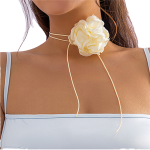 Collar de Gargantilla de Terciopelo con Flores, Estilo Europeo y Estadounidense, Personalizado, Hecho a Mano, con Diseño de Rosa Creativa, Cadena de Cuerda, para Fiestas - Product Image 1