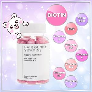 OEM sakızlı Multivitamin Folic asit biyotin Gummies Vitamin takviyeleri sorumlu saç cilt çivi büyüme Folate biyotin Gummies - Product Image 3