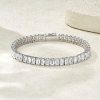 Bracelet Tennis en Moissanite en Argent Sterling 925, Taille Émeraude, Taille Échelle, Chaîne à Maillons Scintillants Radiants pour Femme, Bijoux