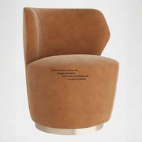 Fauteuil en velours en acier inoxydable doré moderne de luxe italien, mobilier d'hôtel italien, canapé de détente rotatif pour salon