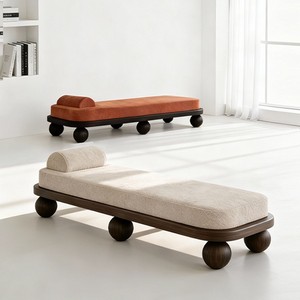 Solid Wood <b>Bench</b> With Fabric Cushion Soft Seating Home Stool Ottoman Long <b>Bench</b> For Living Room - Product Image 1