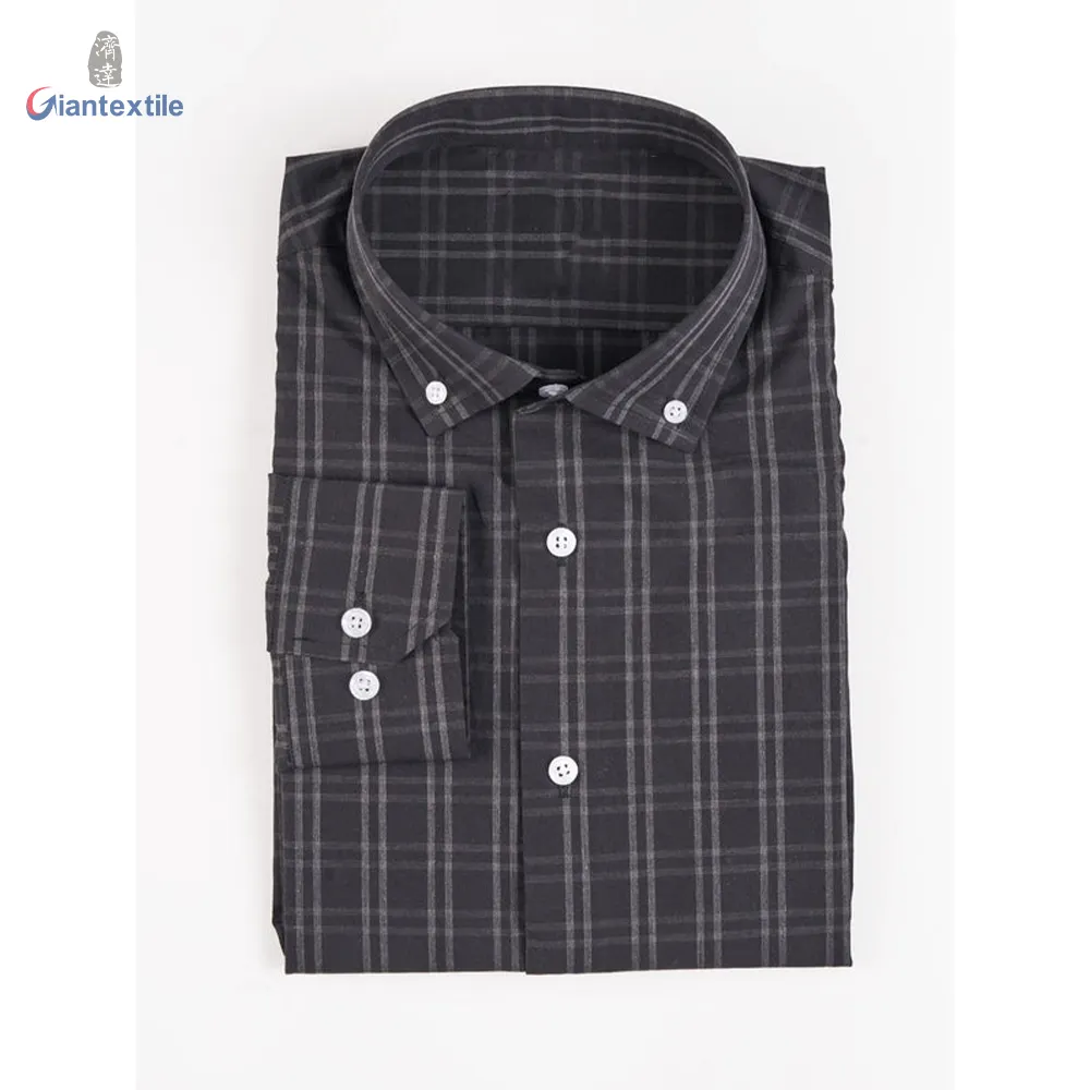 جيانتيكستيل مورد OEM قميص رجالي خيارين للألوان تحقق قميص كاجوال كلاسيكي بأكمام طويلة للرجال