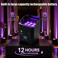 Projecteur LED PAR 9x18W sans fil sur batterie, RGBWAUV 6-en-1, contrôle DMX via application, rechargeable, en alliage d'aluminium, pour scène, mariage, fête, discothèque, DJ