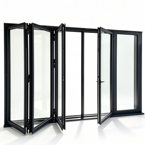 Porte accordéon extérieure en aluminium à rupture de pont thermique, double coulissante, avec isolation phonique, pour <span class=keywords><strong>baie</strong></span> vitrée - Product Image 2