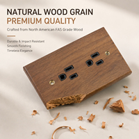 BAOBEN Sakelar Kayu Solid Motif Serat Kayu 118 Standar Amerika, Sakelar Tekan Kuningan, Pelat Dinding Pengisi Daya USB