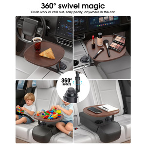 Multi Vehicle-Mounted Floating Tray <strong>Table</strong> Aluminum Alloy Stand 360&deg; Rotatable, Adjustable Squircle Tabletop Car <strong>Table</strong> Bracket - Product Image 4