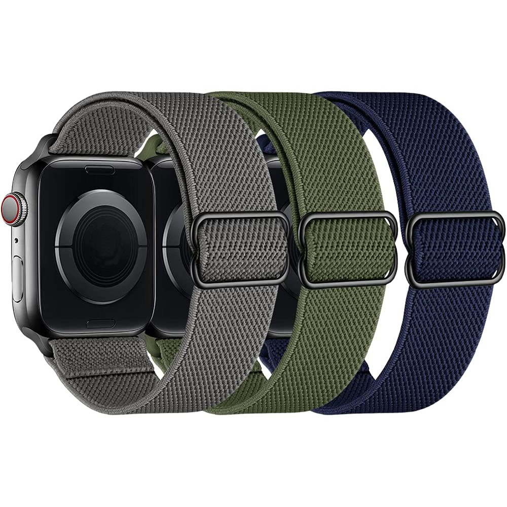 Ремешок нейлоновый для Apple Watch Series 3 4 5 6, эластичный регулируемый плетеный браслет для соло-часов iWatch 40 42 44 мм