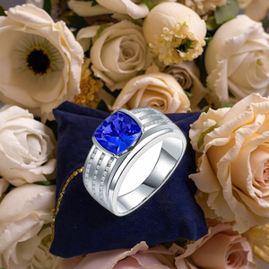 Anello Classico da Uomo in <span class=keywords><strong>Oro</strong></span> 18K con Gemma Naturale di Tanzanite Blu, Gioielleria Fine all'Ingrosso - Product Image 5