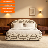 Base de Cama Queen de Diseño Lujoso y Moderno, Muebles de Dormitorio 100% Madera Sólida