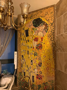 <span class=keywords><strong>Mural</strong></span> <span class=keywords><strong>de</strong></span> mosaico cortado a mano con tema <span class=keywords><strong>de</strong></span> beso en color dorado personalizado para decoración <span class=keywords><strong>de</strong></span> pared en hoteles, villas, centros comerciales, cocinas, baños y salas <span class=keywords><strong>de</strong></span> estar. - Product Image 6
