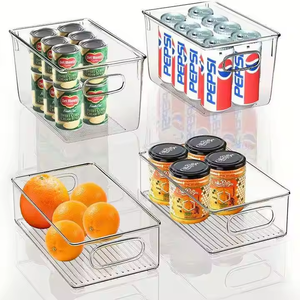 Caja de almacenamiento de cajones de 5 piezas con diseño <span class=keywords><strong>rectangular</strong></span> moderno transparente, juego de almacenamiento doméstico de PP para múltiples combinaciones de alimentos, una bandeja - Product Image 4