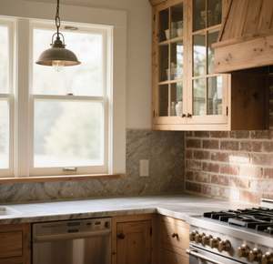 SANTOPOVA Farmhouse <b>White</b> Kitchen <b>Cabinets</b> with Sintered Stone Countertop and Integrated Hanging Pot Rack - Product Image 3