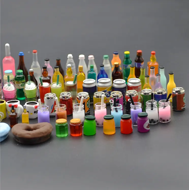 Bar can-botella de vino para casa de muñecas, accesorios de cocina, licor de agua, botellas en miniatura