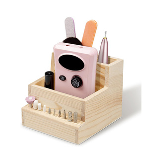 <b>Wooden</b> Storage Box Nail Tool Organizer With Drawers And Partitions For Makeup Brush And <b>Drill</b> <b>Bits</b> - Product Image 1