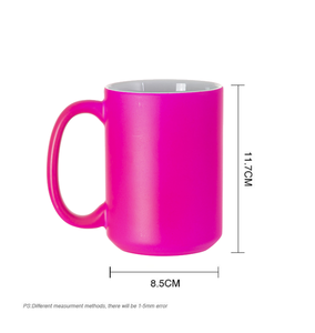 Tasses à café en céramique pour sublimation, finition néon mate, 15 oz (450 ml), rose vif, vierges, personnalisables avec logo, pour impression, idéales pour le voyage - Product Image 3