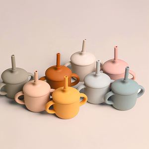 Gobelet à paille anti-fuite en silicone sans BPA pour bébé, avec poignée, pour les repas des tout-petits et des enfants, vaisselle pour nourrissons - Product Image 1