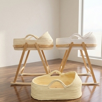Panier de rangement pour bébé en crochet doux, panier Moïse en corde de coton tissé à la main pour la décoration de la chambre de bébé