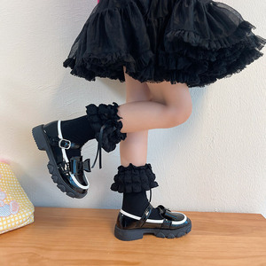 Nuevos calcetines de baile para niñas, calcetines cortos florales de encaje con lazo de princesa de alta calidad, calcetines tobilleros con volantes de algodón para niños - Product Image 6