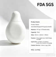 Flacon applicateur souple en PP de 15 ml en forme d'ampoule, personnalisé en usine, pour emballage cosmétique de rouge à lèvres, fond de teint, lotion, gel, baume et baume à lèvres