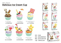 Diskon besar partikel kecil mainan pendidikan anak, Set mainan blok bangunan Mini es krim makanan penutup teka-teki DIY untuk anak-anak