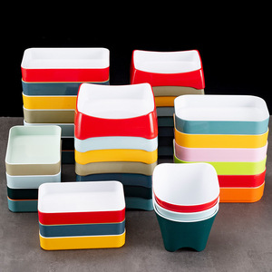 Vajilla comercial de melamina para acompañamientos de hot pot, brochetas de barbacoa y mariscos; plato rectangular para salsa. - Product Image 1