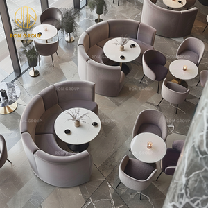 Hotel di fascia alta a forma di ll <span class=keywords><strong>panca</strong></span> in velluto <span class=keywords><strong>con</strong></span> posti a sedere in marmo caffetteria bar ristorante <span class=keywords><strong>tavolo</strong></span> e sedia Set di mobili - Product Image 2