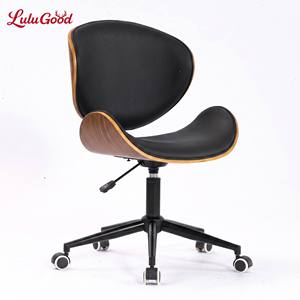 <span class=keywords><strong>Silla</strong></span> de Oficina Ejecutiva Giratoria Vintage de Madera y Cuero con <span class=keywords><strong>Ruedas</strong></span> - Product Image 1