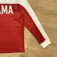 Uniformes de Fútbol Personalizados con Parches Blancos y Rojos, Camiseta Deportiva de Manga Larga con Malla de Secado Rápido y Estampado en Serigrafía para Hombre