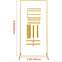 Lot de 3 Supports d'arche de mariage rectangulaires en fer doré, durables, H200cm, pour décorations de cérémonie et de fête