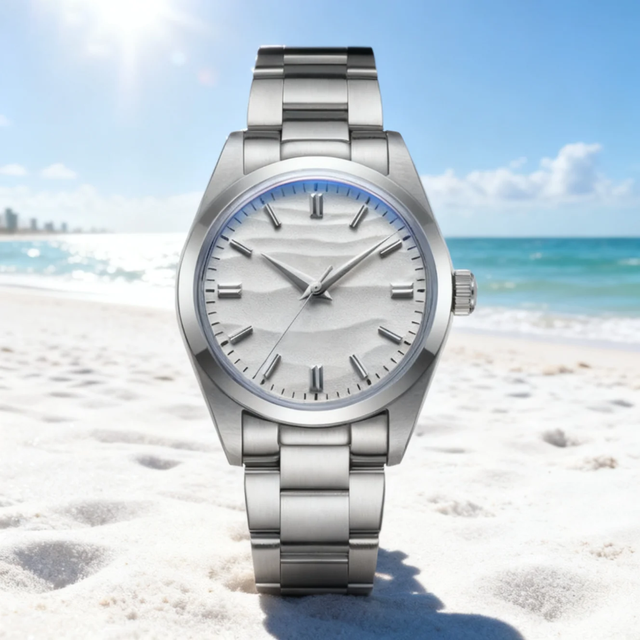 Oem 3atm Waterproof Minimalist Classic Round 3d Sand Grain Dial Uhren Herren Watch Custom Quartz Watches