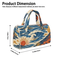Sac à main brodé personnalisé avec imprimé vague hawaïenne et motif floral Hibiscus des Fidji pour le shopping, les voyages et le quotidien