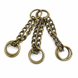 Venta al por mayor de metal hierro negro/latón antiguo martingala media cadena collar gargantilla perro Collar con <span class=keywords><strong>1</strong></span> pulgada 25MM O anillo cadena martingala - Product Image 3