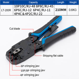 Outils de sertissage pour télécommunications LT-200R RJ10 RJ11/12 <span class=keywords><strong>RJ45</strong></span> Outil réseau Sertisseur/decoupeur/éplucheur modulaire <span class=keywords><strong>à</strong></span> cliquet - Product Image 3