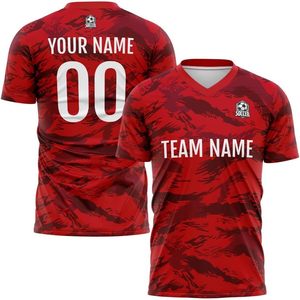 Camiseta de Fútbol Personalizada Unisex para Adultos, Cuello en V, Sublimada, Absorbe la Humedad, 100% Poliéster, Manga Corta, Nombre/Número/Logotipo del Equipo Personalizados - Product Image 1