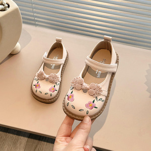 Traditionele meisjes prinsessen schoenen mode klittenbandschoenen kinderschoenen witte jurkschoenen groothandel bloemen design kinderschoenen bruiloft - Product Image 3