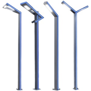 Lampadaire de jardin extérieur en fer avec abat-jour en verre LED 2700K IP66 Ampoule A19 non amovible AC 220V Détecteur de mouvement Alimenté par énergie solaire Dimmable - Product Image 1