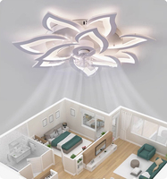 Ventilateur de plafond LED en acrylique et fer, style scandinave moderne, fleur, lumière nordique simple, lotus, montage encastré, vente en gros OEM
