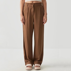 Pantaloni Casual a <span class=keywords><strong>vita</strong></span> <span class=keywords><strong>alta</strong></span> da donna pantaloni larghi in <span class=keywords><strong>lino</strong></span> con cerniera pantaloni traspiranti - Product Image 2
